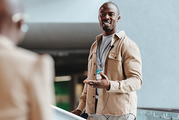 Two businesspeople talking