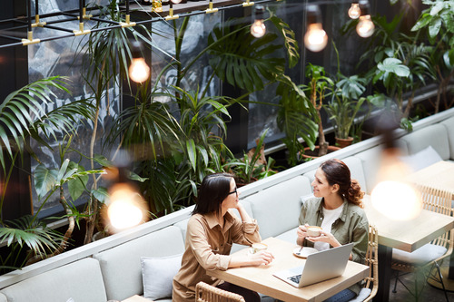two women talking