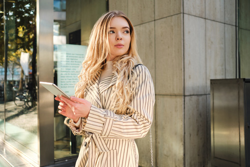 businesswoman holding a tablet