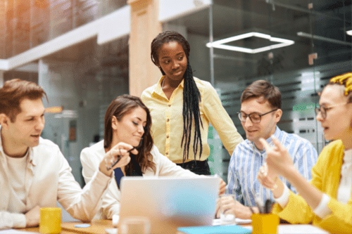 Businesspeople talking about the future of workforce and its potential
