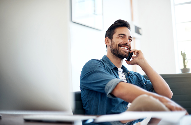 confident man on phone