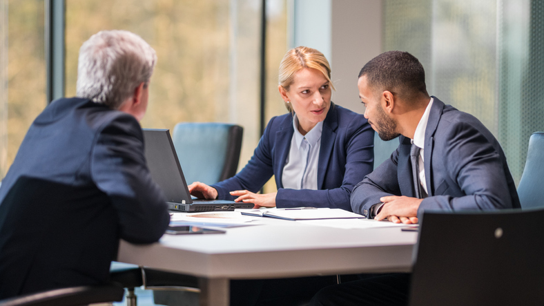 executives talking during meeting