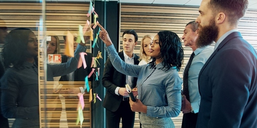 a woman leading a meeting