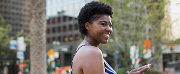 Picture of woman in the park smiling