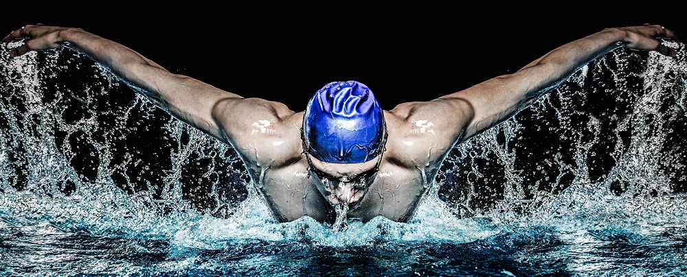 Picture of swimmer with blue hat
