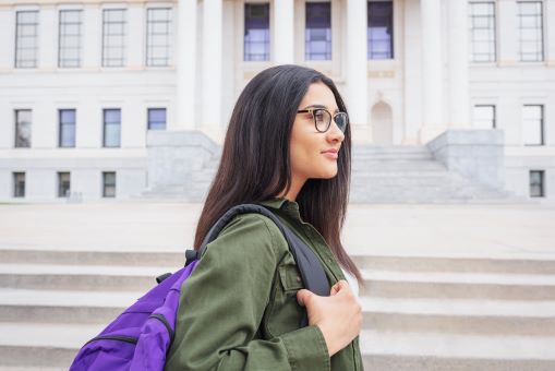 woman with backpack