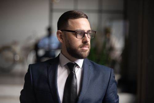 A businessman looking at a distance