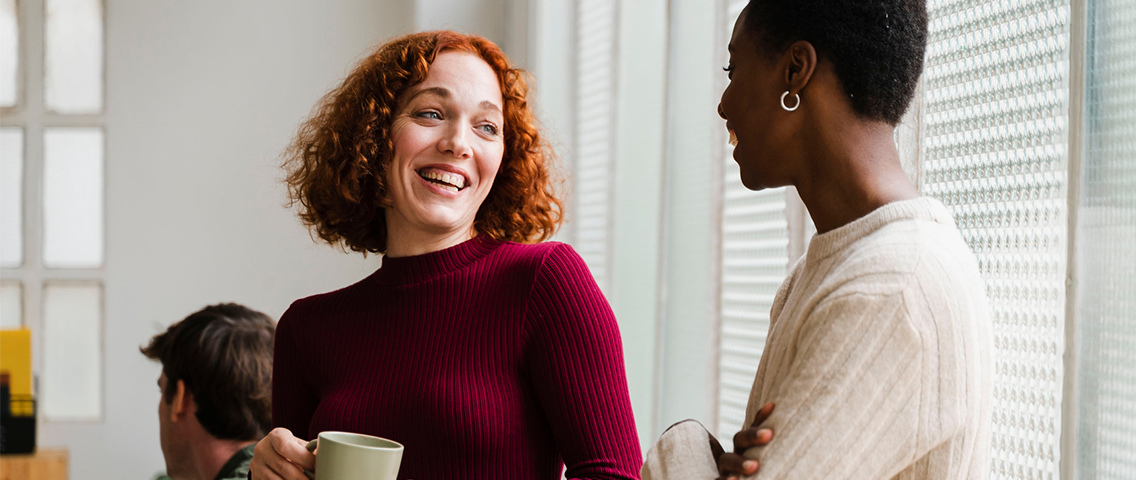 Two businesswomen talking