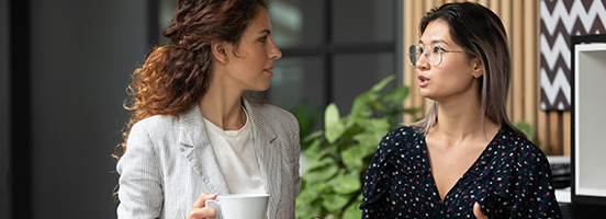 Two businesswomen talking