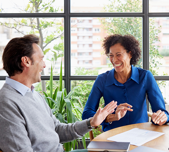 Two businesspeople talking