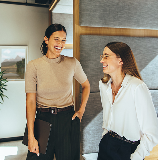 Two businesswomen talking
